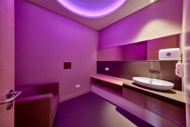 Pacific Fertility Institutes Clinic. The clinic provides 2 customisable collection rooms for men. The quiet rooms are designed for privacy, to give the user confidence and set him at ease. The user is able to control the colour of light and the ambiance of the room to suit their preference.