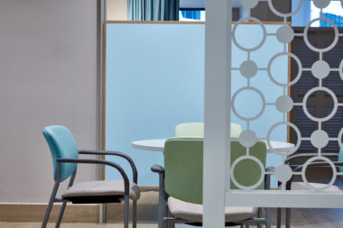 MWS Bethany Nursing Home. There's a subtle 50's - 60's retro feel in some of the details and the choice of colours. The overall feeling is bright and airy.